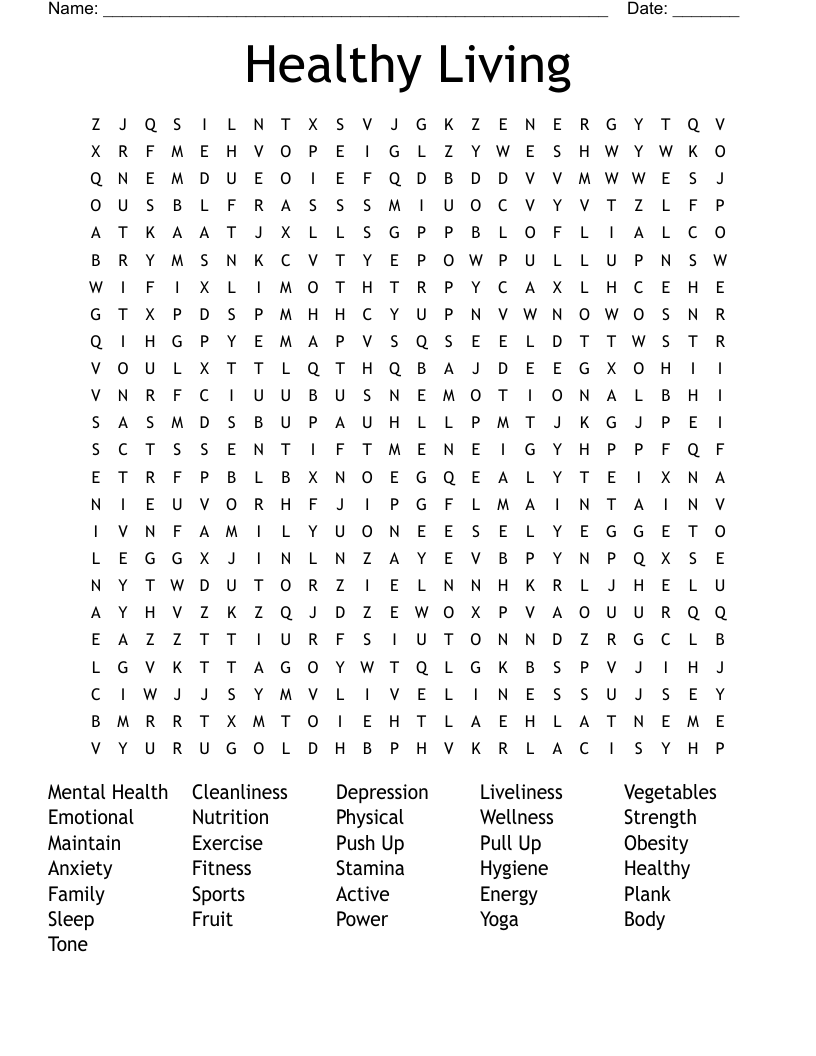 Healthy Living Word Search