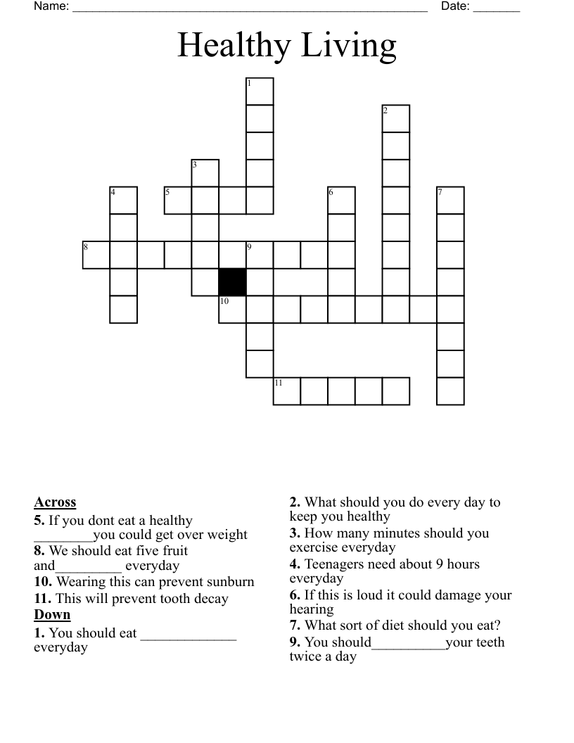 Healthy Living Crossword