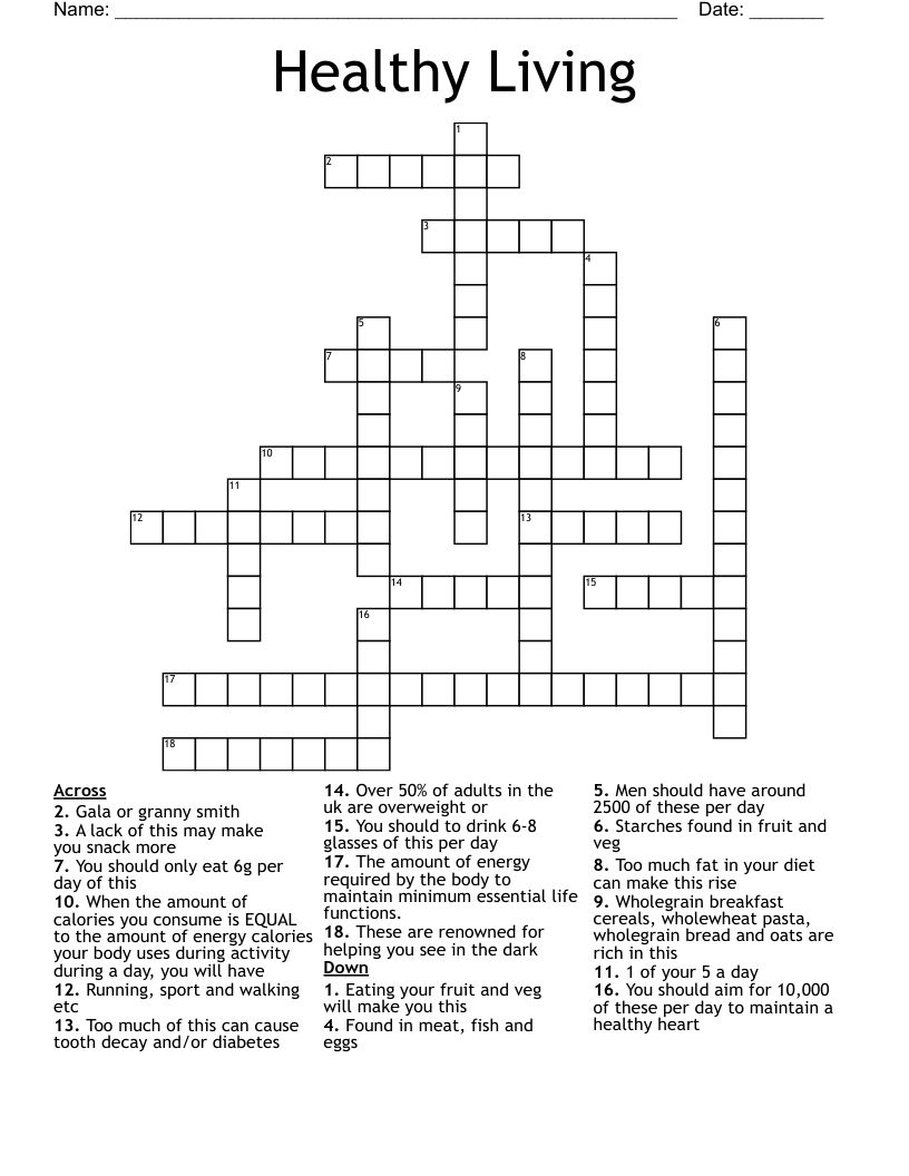 Healthy Living Crossword