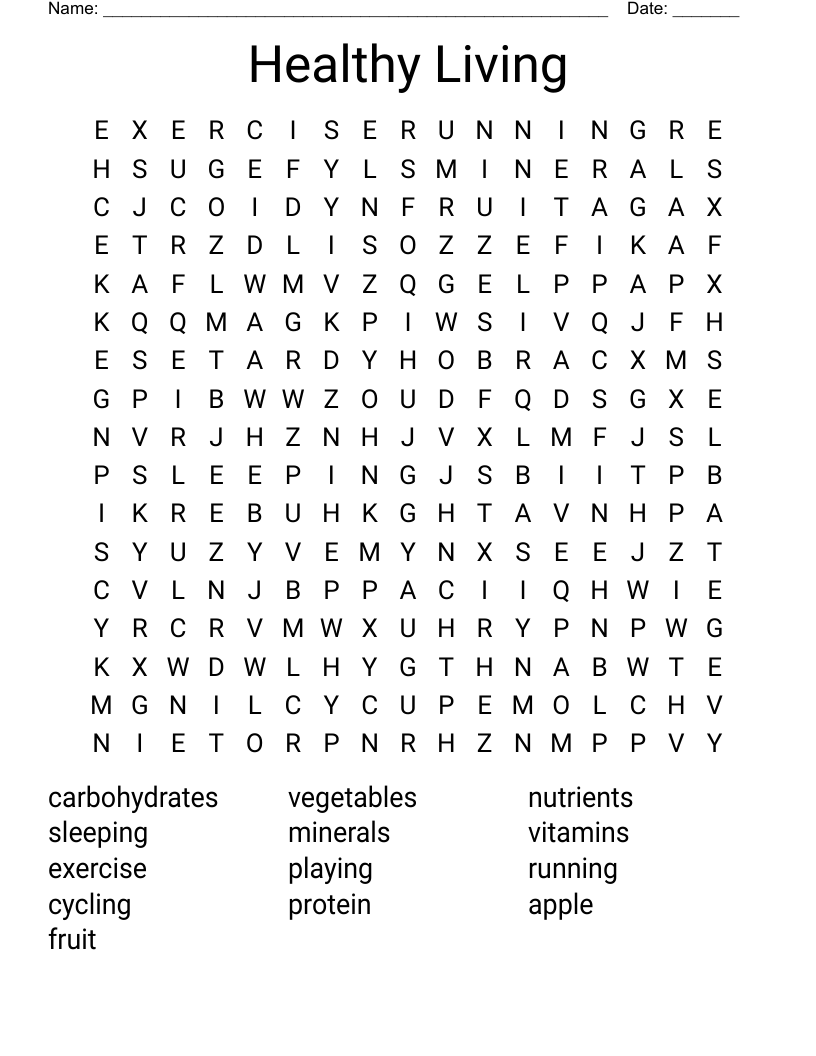 Healthy Living Word Search
