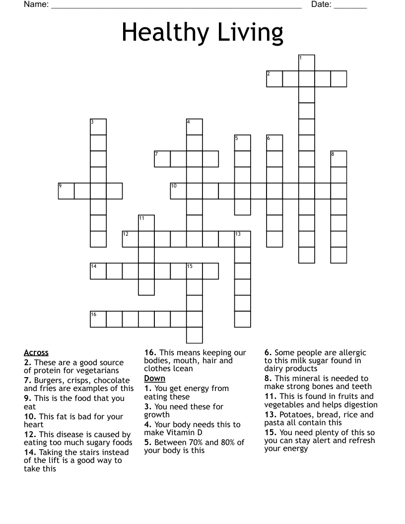 Healthy Living Crossword