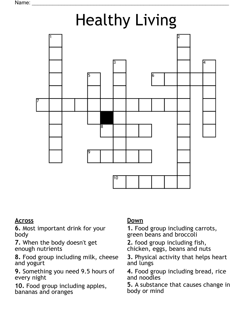 Healthy Living Crossword