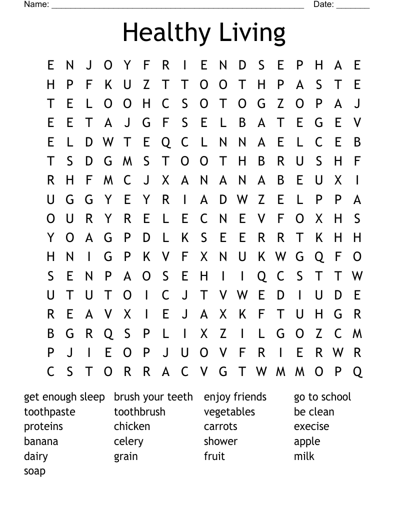 Healthy Living Word Search