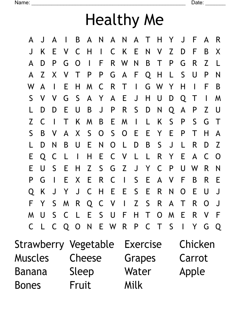 Healthy Me Word Search