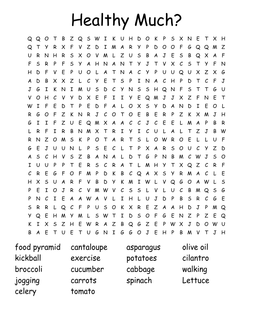 Healthy Much? Word Search