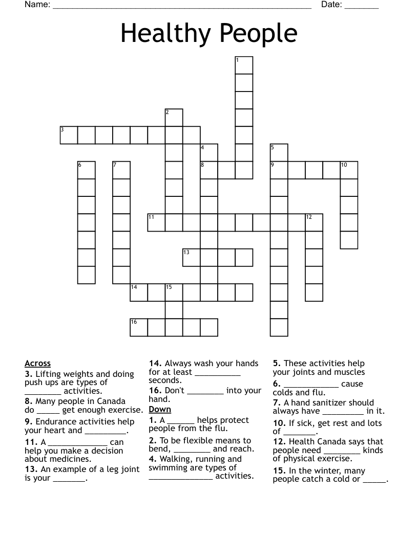Healthy People Crossword