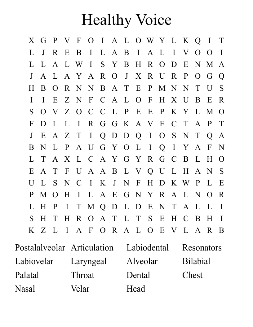 Healthy Voice Word Search
