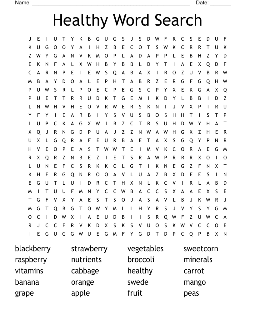 Healthy Word Search