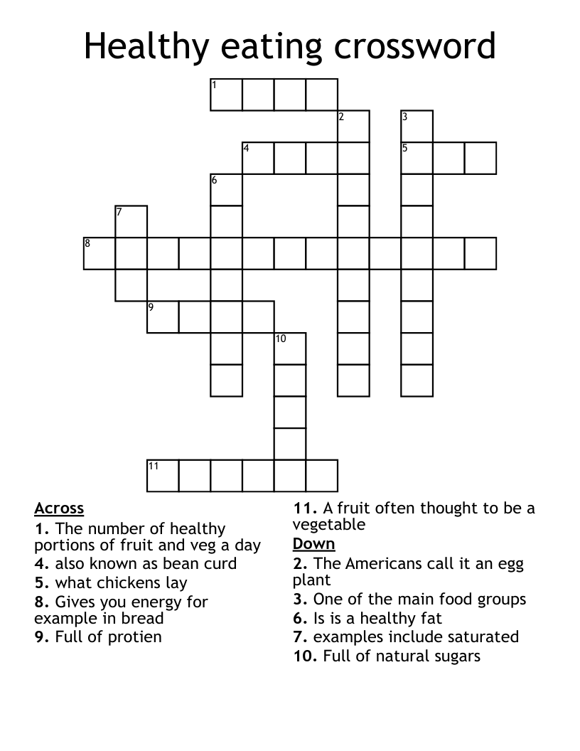 Healthy eating crossword 