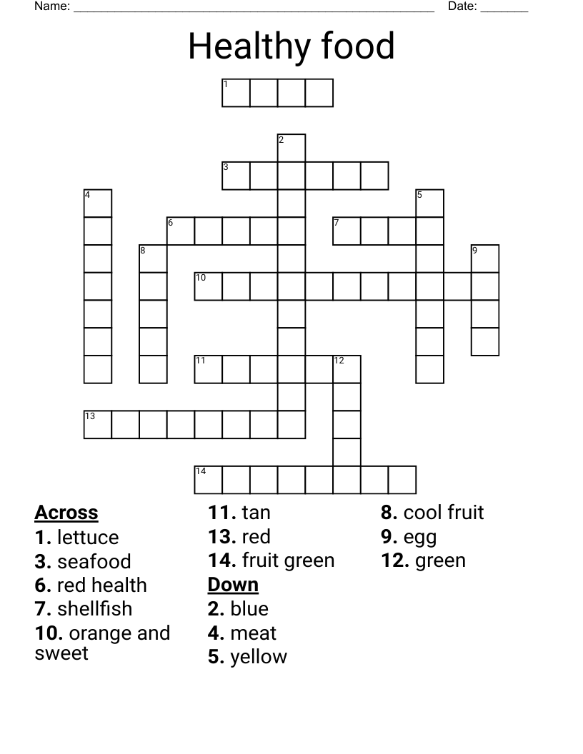 Healthy food  Crossword