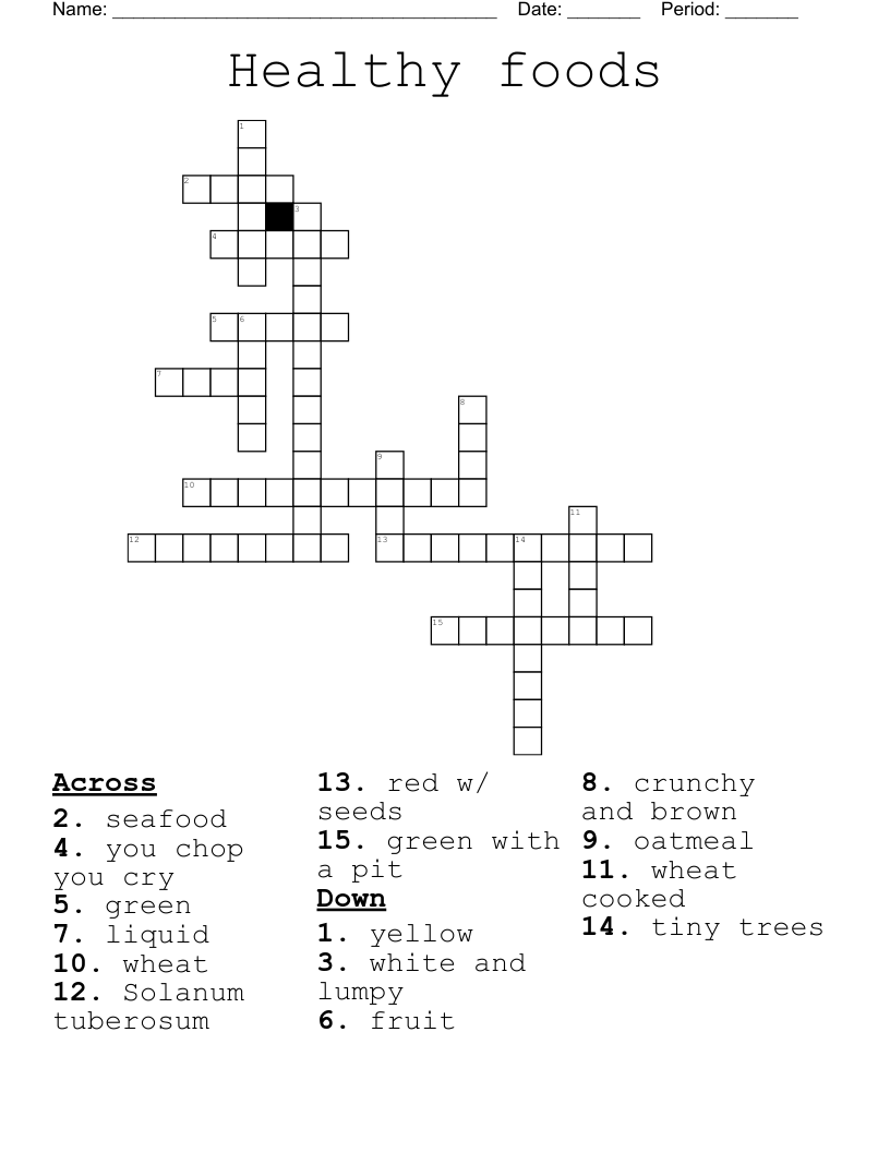 Healthy foods Crossword