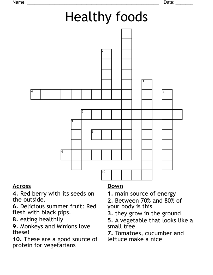 Healthy foods Crossword