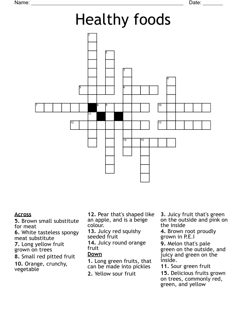Healthy foods Crossword