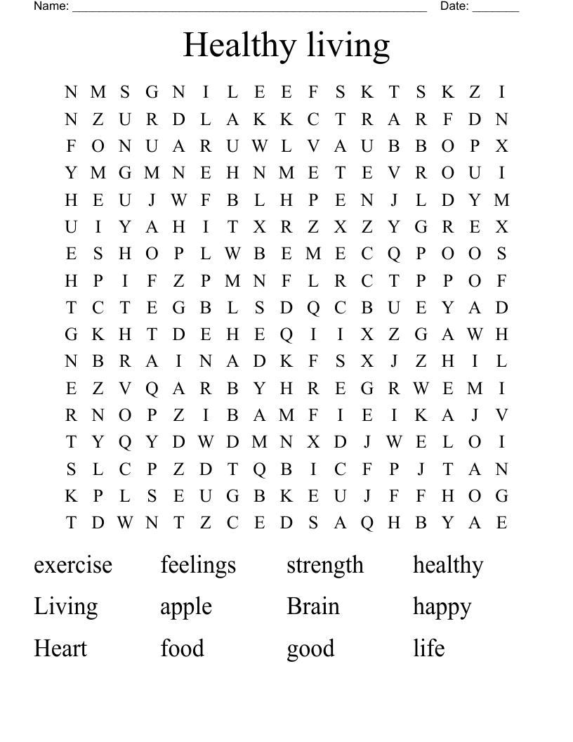Healthy living Word Search