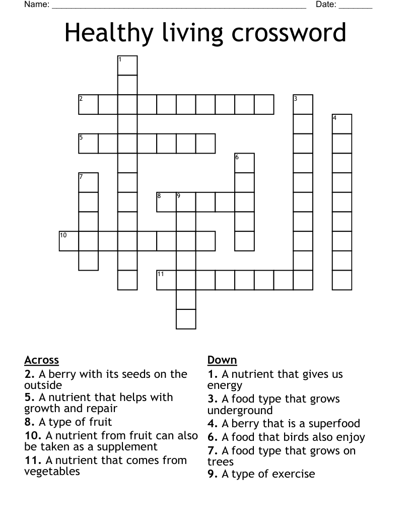 Healthy living crossword