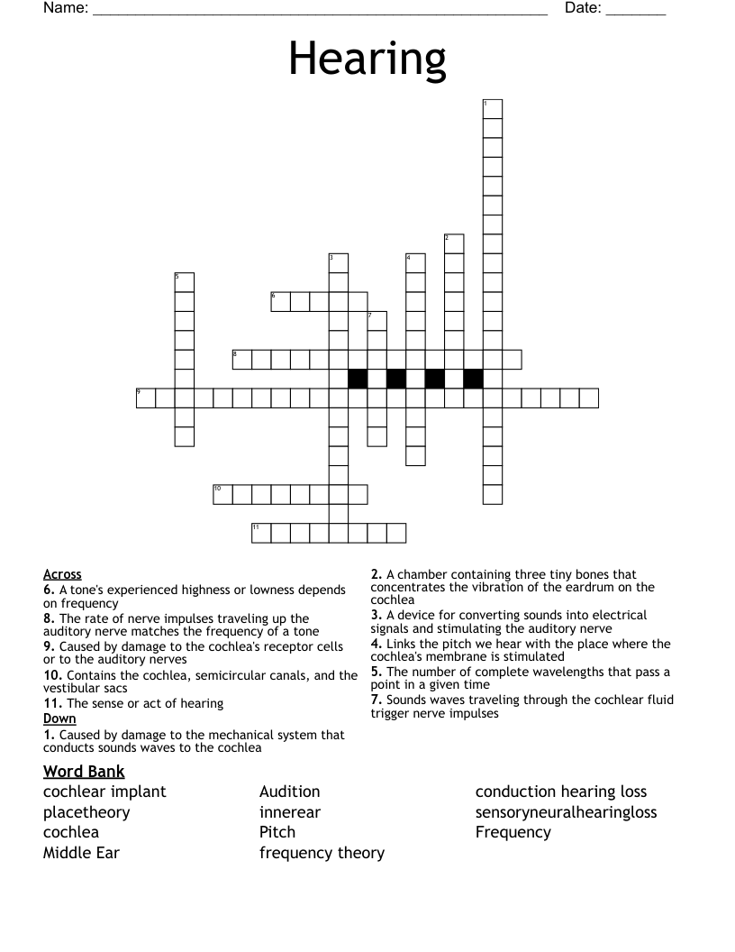 Hearing Crossword