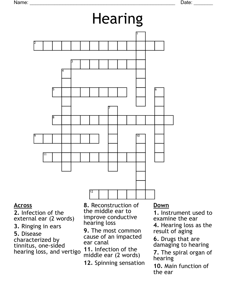 Hearing Crossword