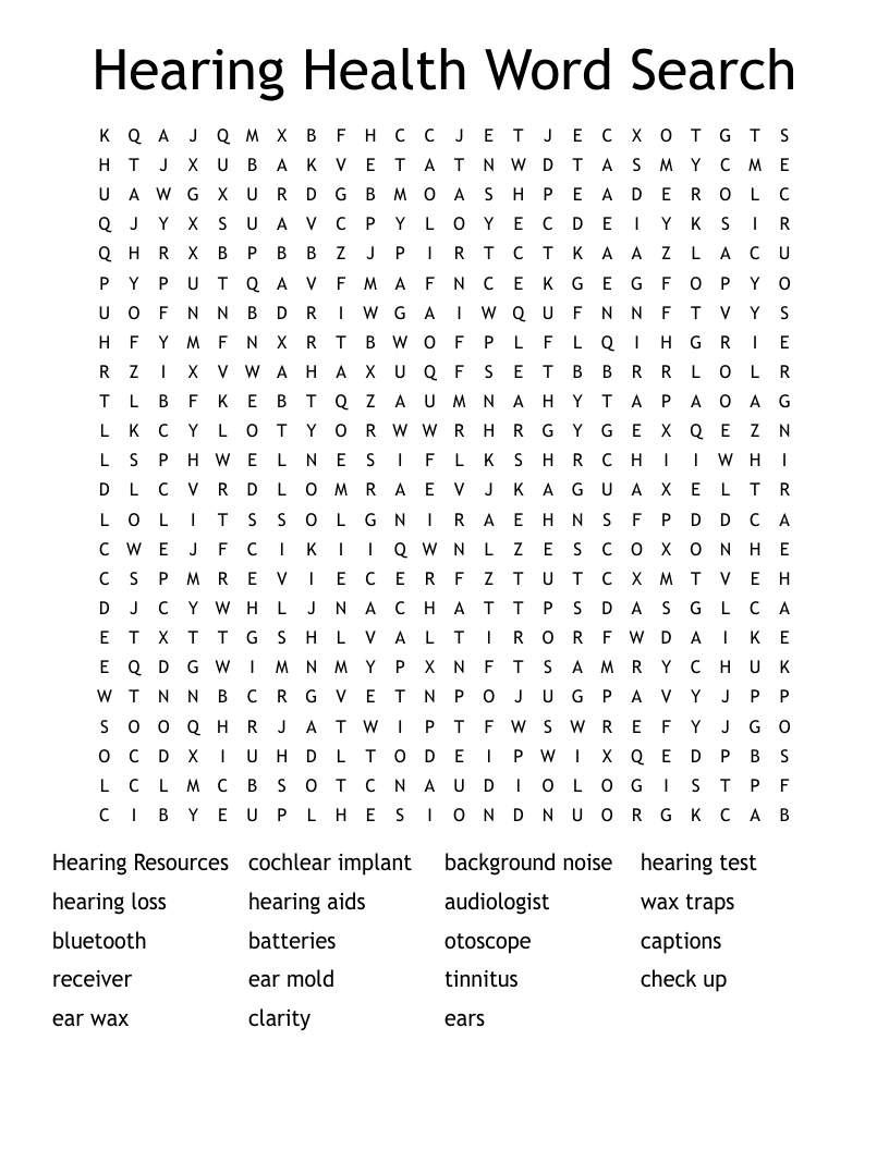 Hearing Health Word Search