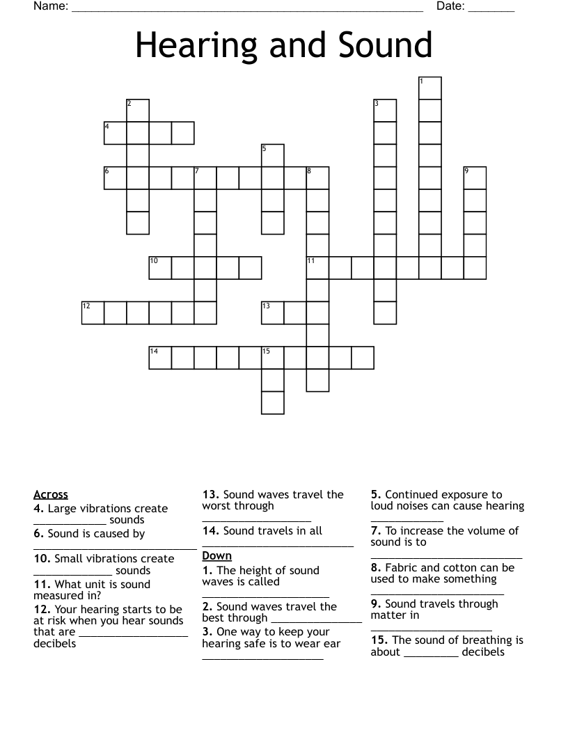 Hearing and Sound Crossword