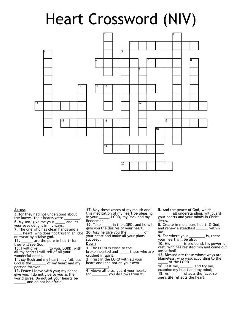 Heart Crossword (NIV)