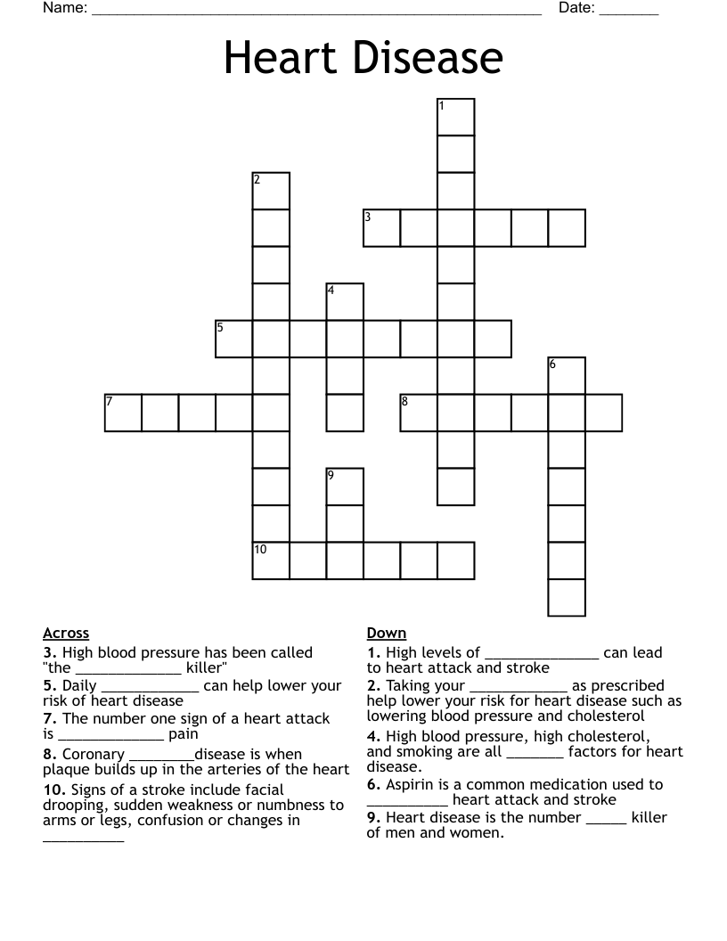 Heart Disease Crossword