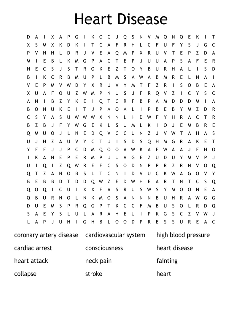 Heart Disease Word Search