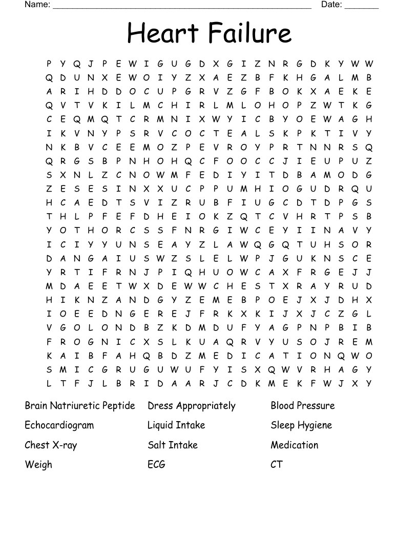 Heart Failure Word Search