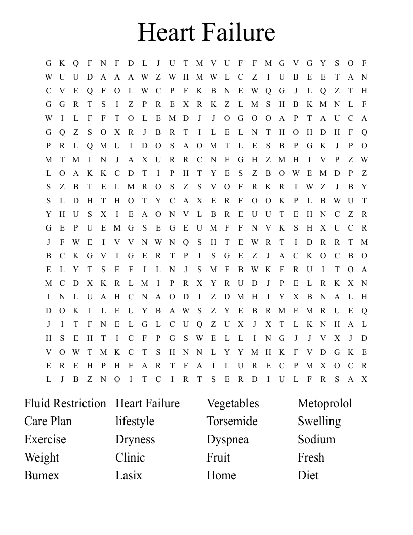 Heart Failure Word Search