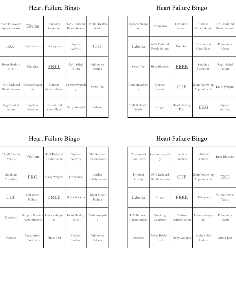 Heart Failure Bingo