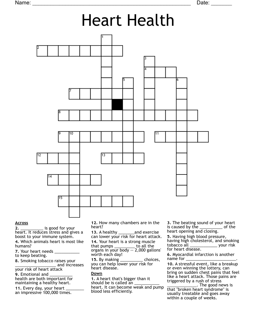 Heart Health Crossword