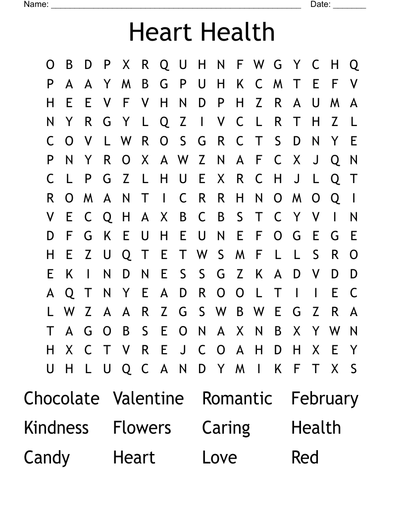 Heart Health Word Search