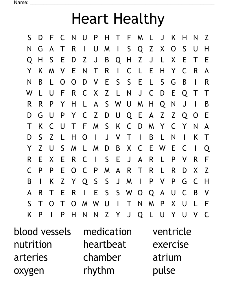 Heart Healthy Word Search