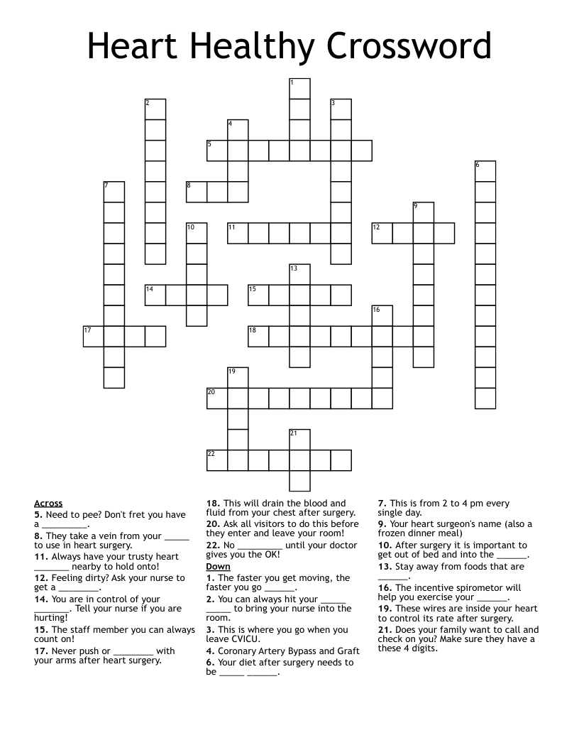 Heart Healthy Crossword