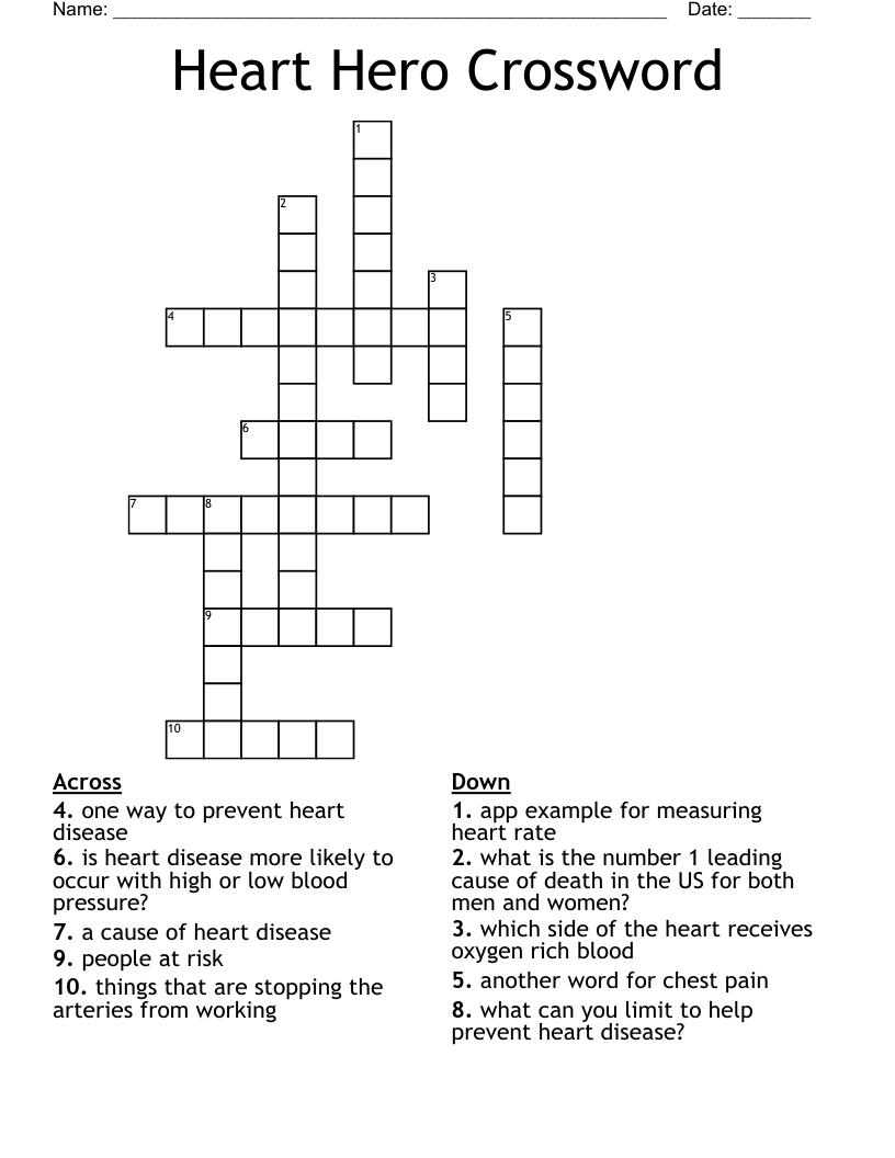 Heart Hero Crossword