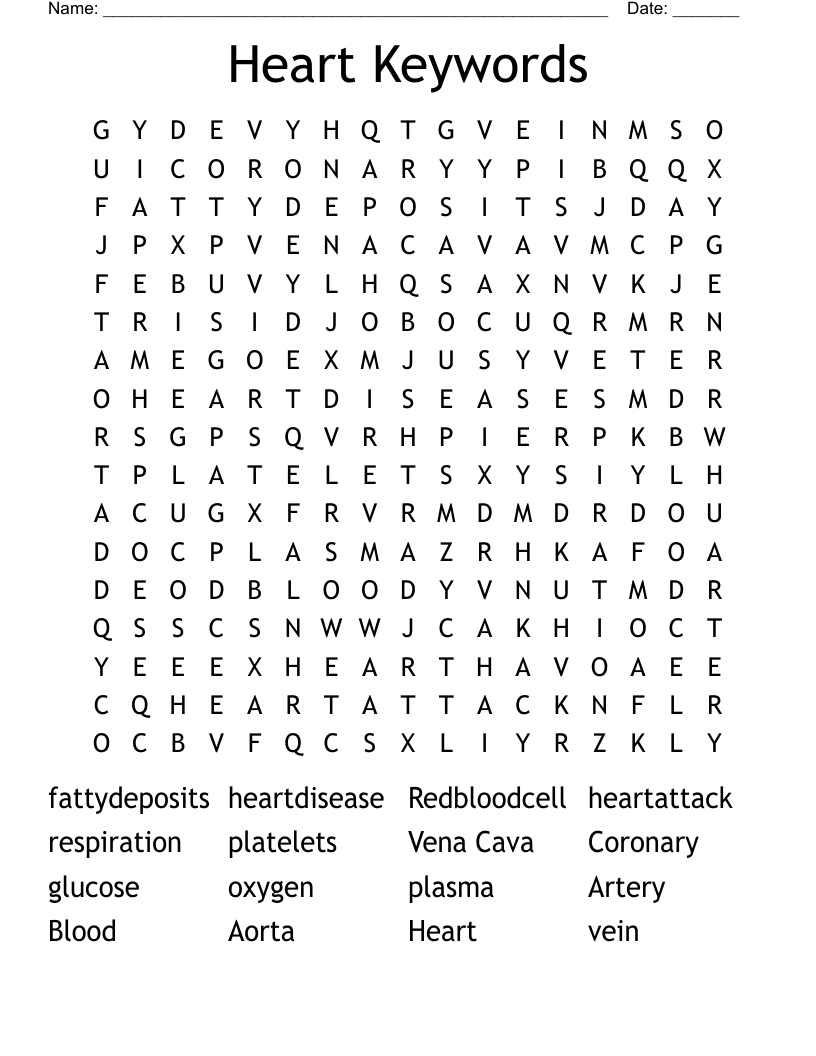 Heart Keywords Word Search