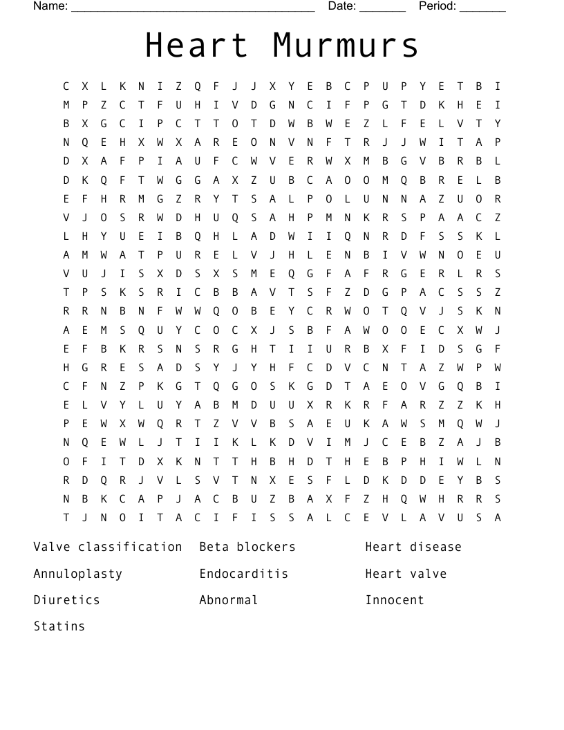 Heart Murmurs Word Search