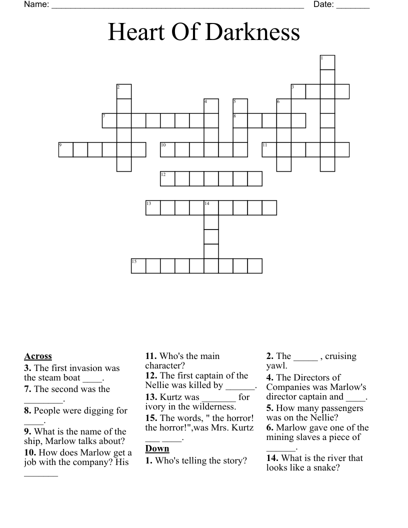 Heart Of Darkness Crossword