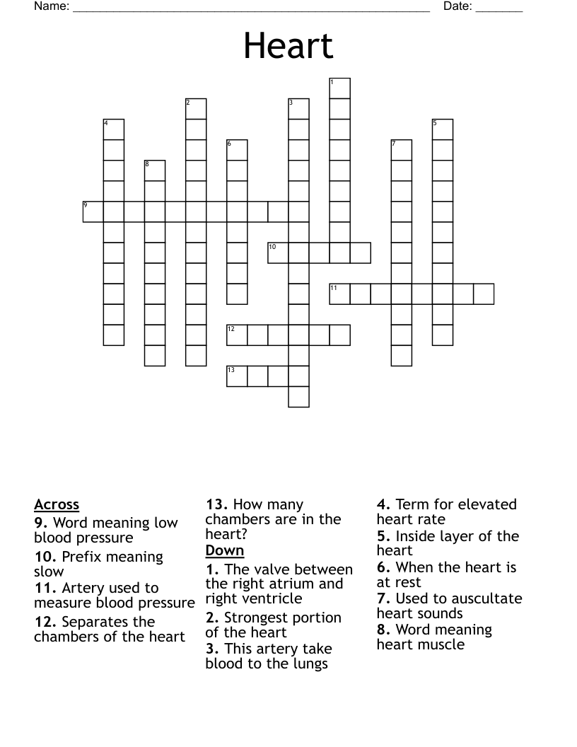 Heart  Crossword