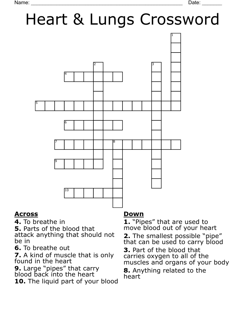 Heart & Lungs Crossword