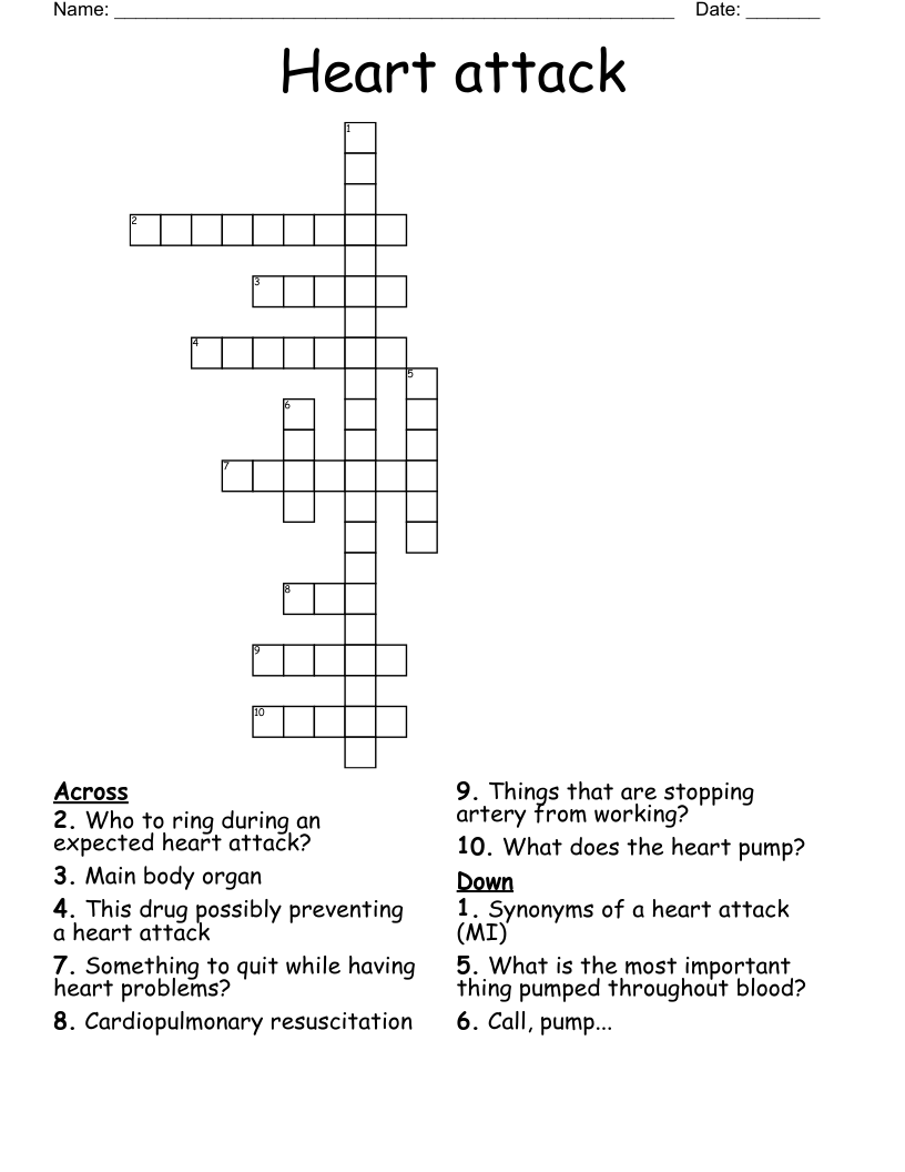 Heart attack Crossword