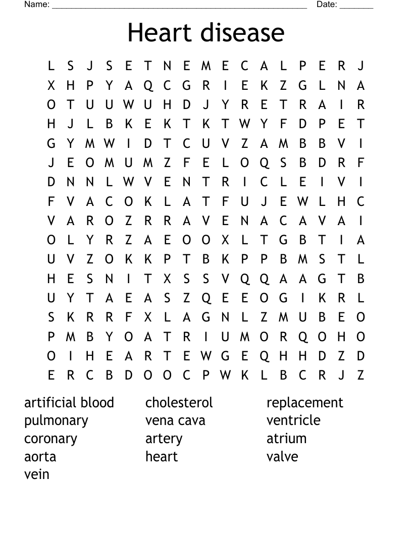 Heart disease Word Search