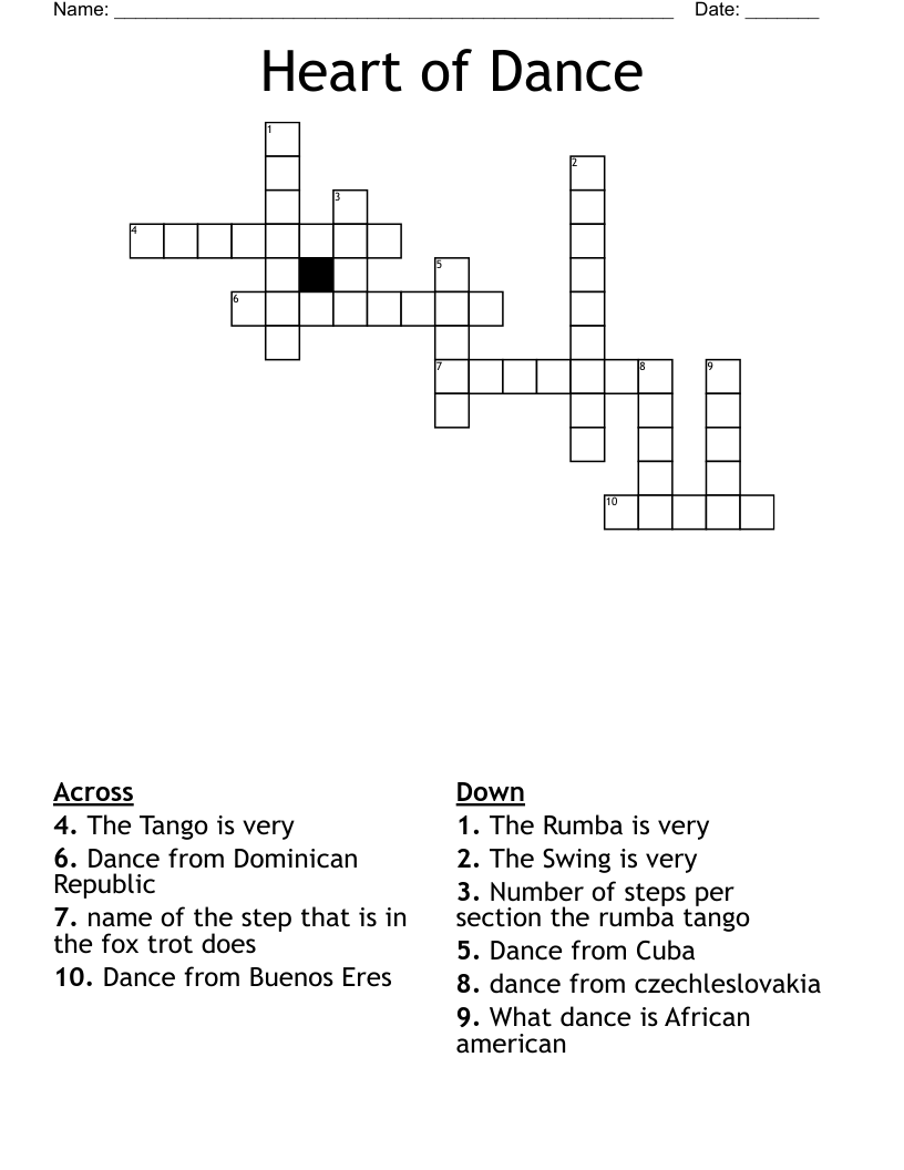 Heart of Dance  Crossword