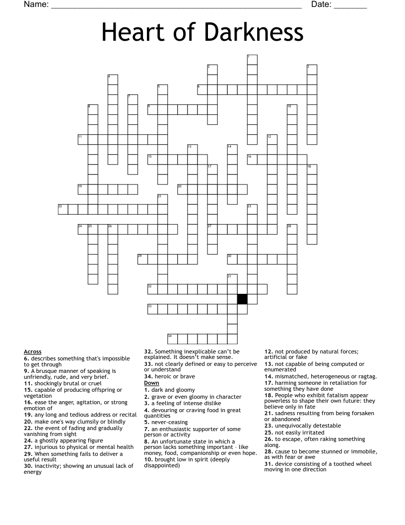 Heart of Darkness  Crossword