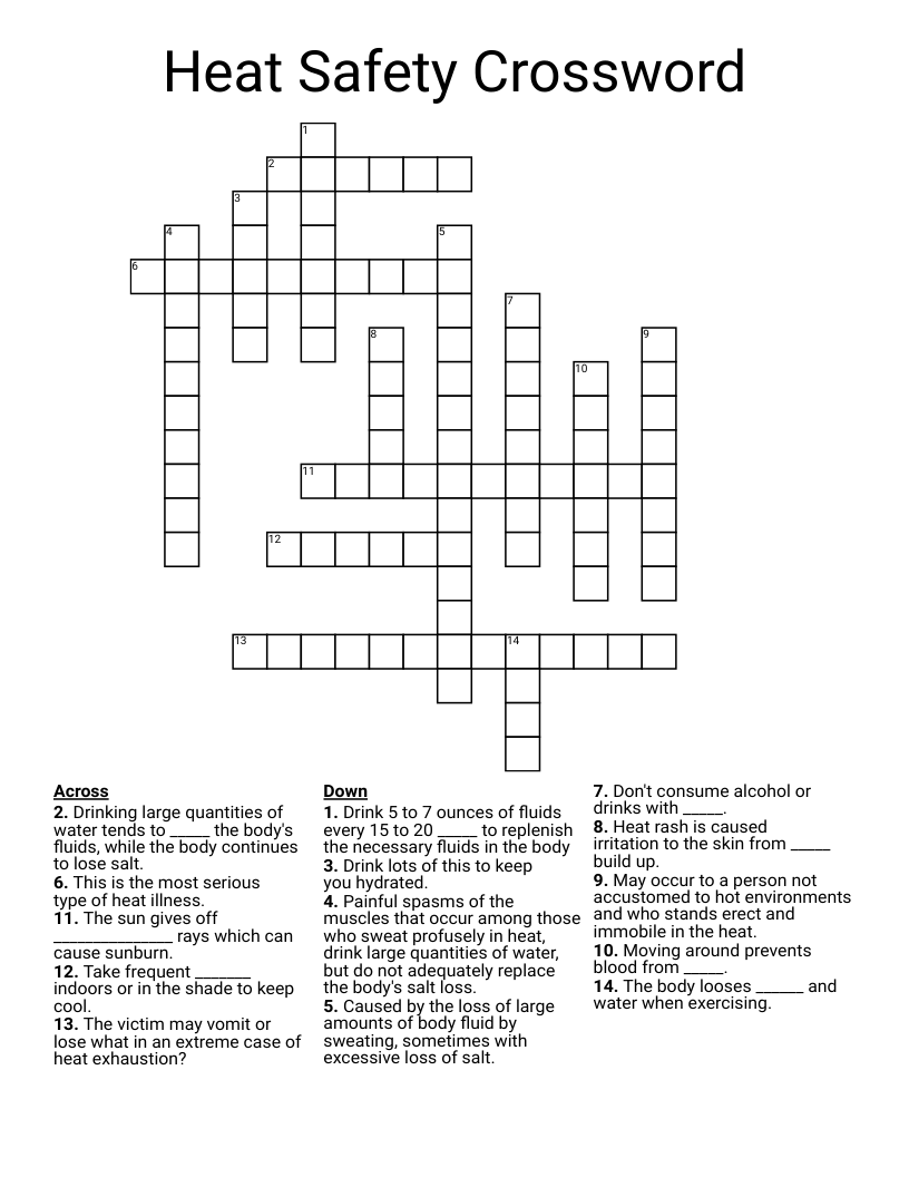 Heat Safety Crossword