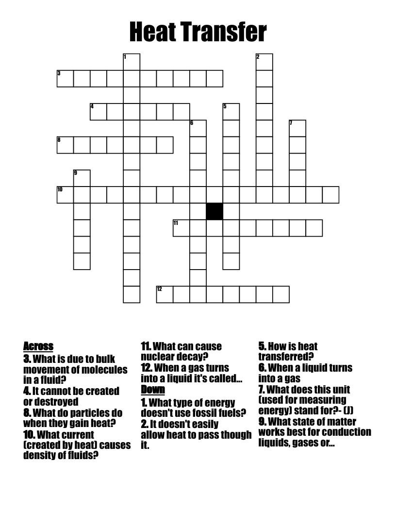Heat Transfer Crossword