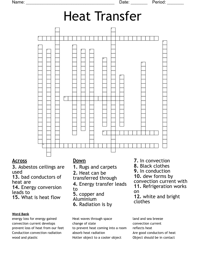 Heat Transfer Crossword