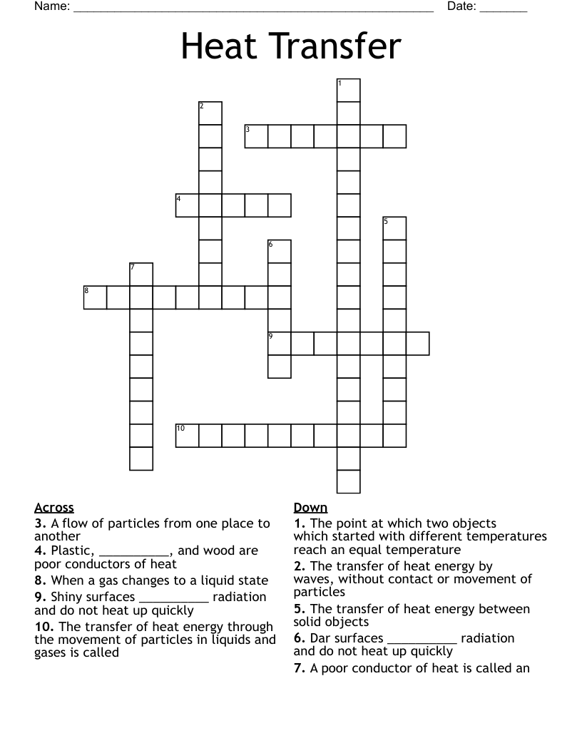 Heat Transfer Crossword
