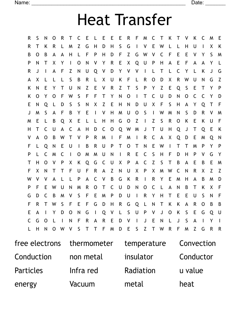 Heat Transfer Word Search