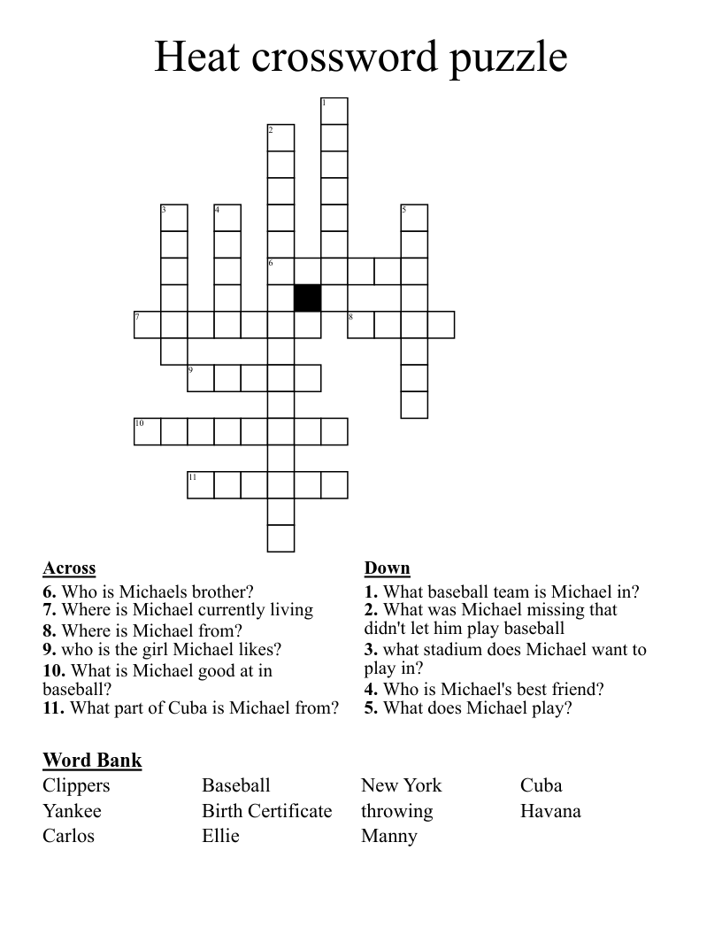 Heat crossword puzzle