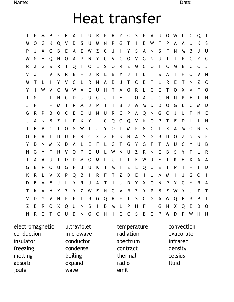 Heat transfer Word Search